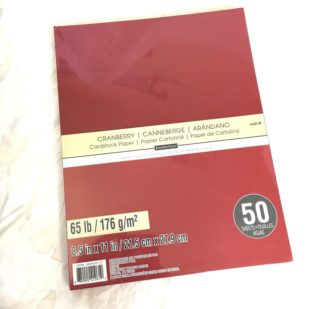 Recollections Cardstock Paper Cranberry Solid NWT